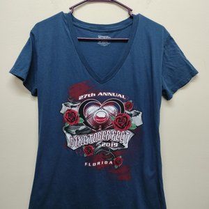 Daytona Beach  2019 Biketoberfest blue v-neck women's tshirt size 2x never worn